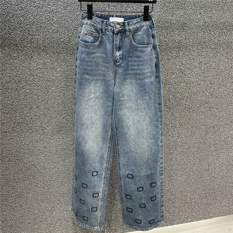 Diseñadores Mujeres pantalones de mezclilla diseño de letras bordadas jeans moda de cintura alta pantalón largo jean