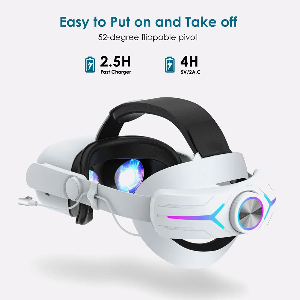 BINBOK VR Head Strap with Battery Pack for Meta/Oculus Quest 2, 8000mAh Adjustable