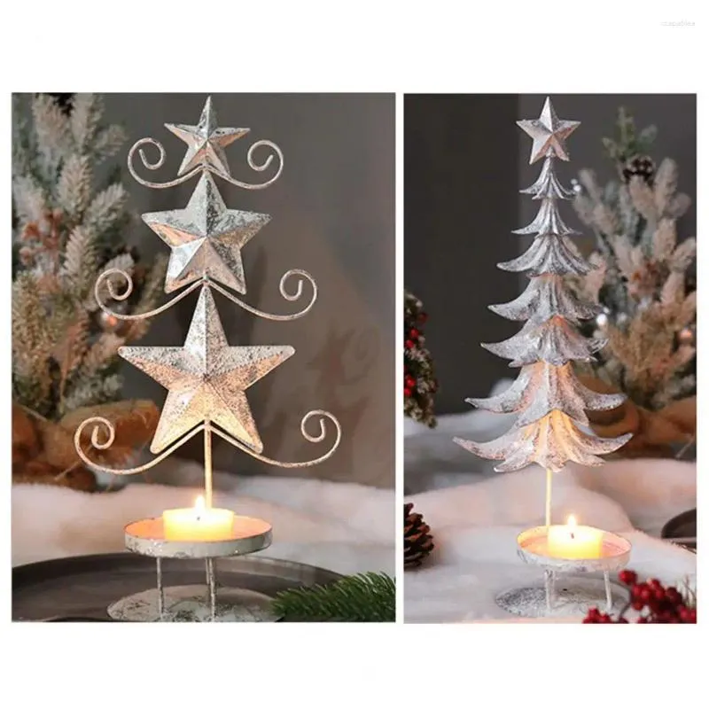 Titulares de vela Holas de Natal decorativo Sparkling Tree Elk Candlestick Christmas Festivas com estábulo