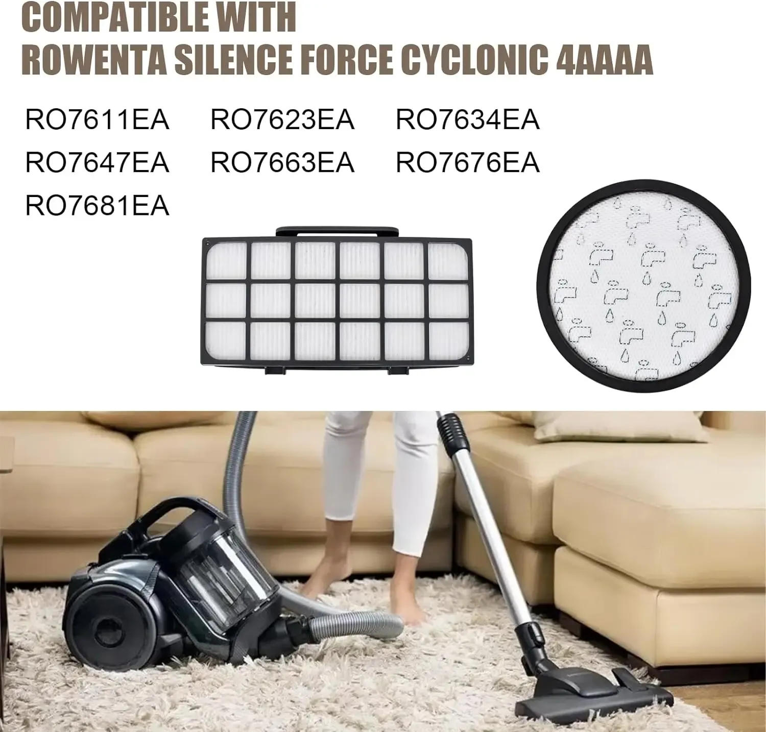 Kit De 2 Filtres De Rechange Pour Aspirateur Rowenta Silence Force Cyclonic/Compact - Marque Vhbw - Neuf