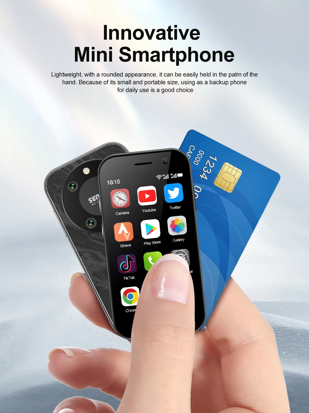 Mini Smartphone Android SERVO KING9000 4G - Écran 3.0", 2Go RAM, 16Go, Double SIM, Face ID