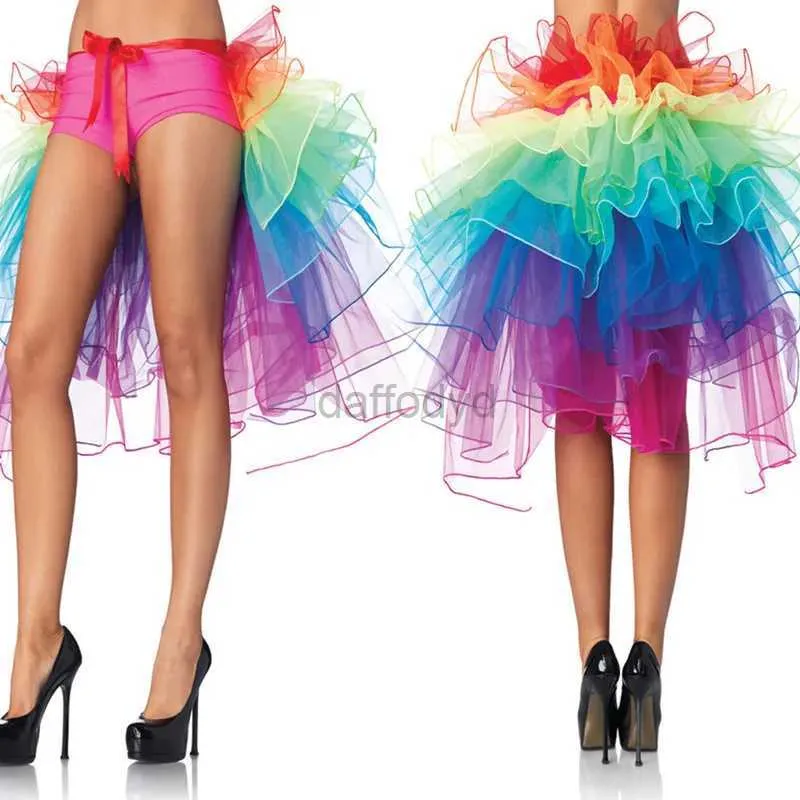 Urban Sexy Dresses Womens Layered Rainbow Bustle Kjol Dance Tulle Tutu kjol för klubbkläder Carnival American Party Kirts Dance Fairy 240403