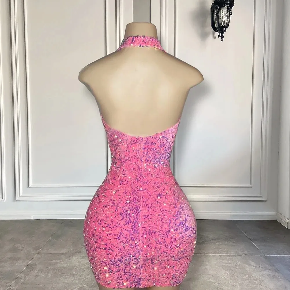 Sexy Short Pink Sequined Prom Dress for Black Girls Sleeveless Square Neck  Sheath from Dhgate Prom Dresses - price 190.66