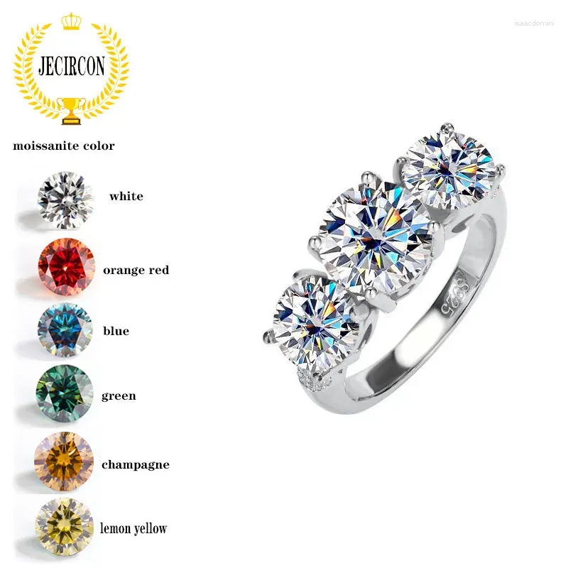 Klusterringar Jecircon 925 Sterling Silver 4 Moissanite Diamond Ring for Women High-End Light Luxury Ins Style Temperament Jewelry