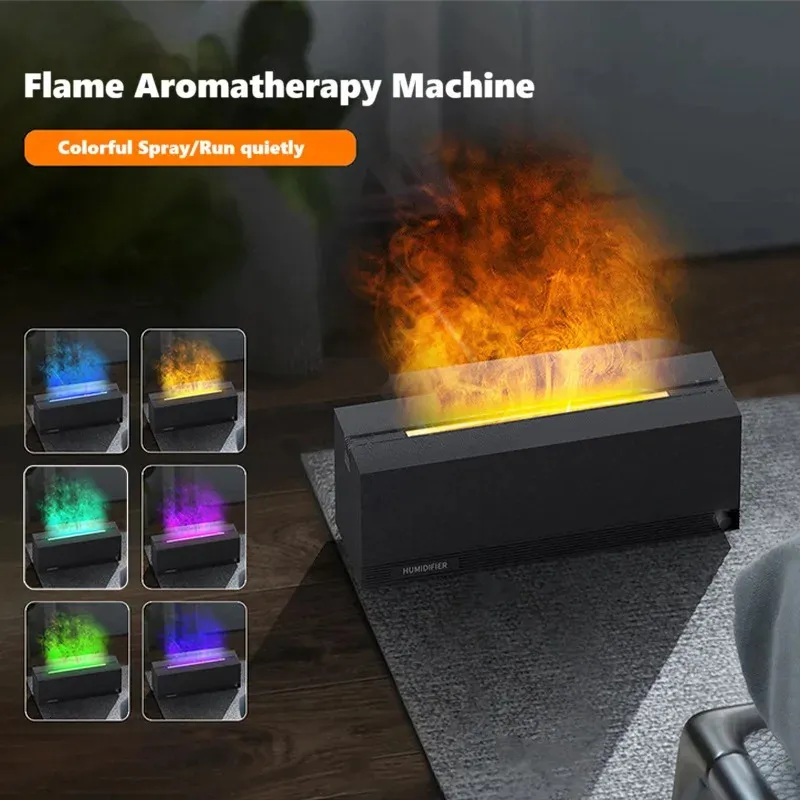 Diffusore di aromi per oli essenziali, diffusore di aromi effetto fiamma, umidificatore con luce notturna a