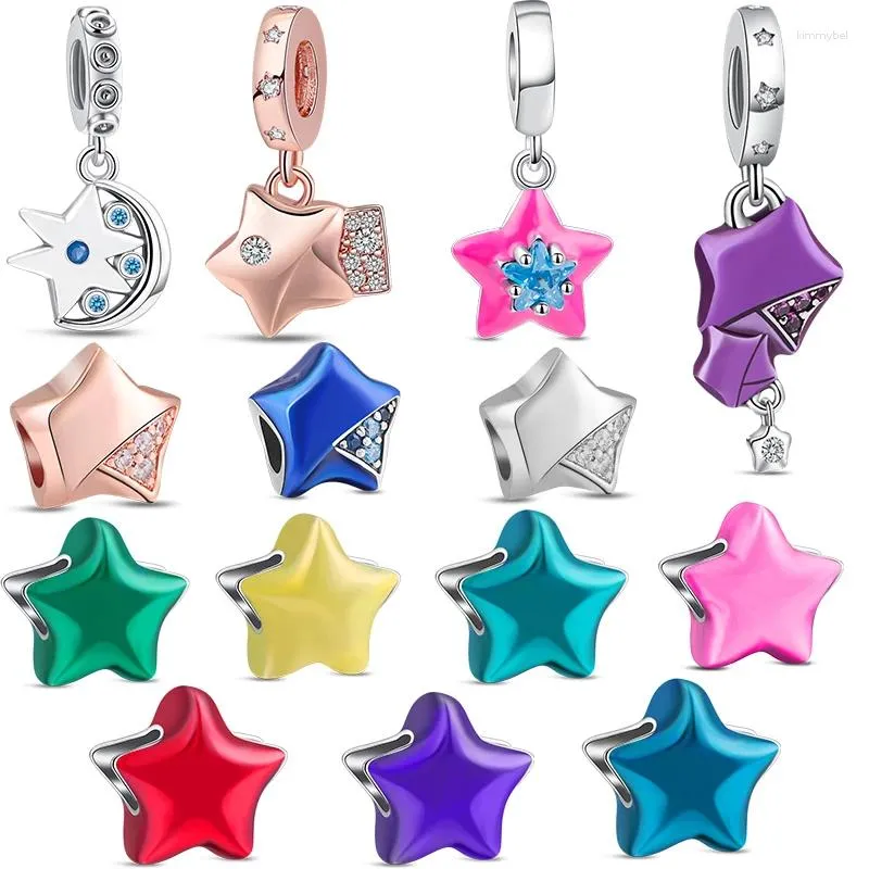 Gemystones Star Collection Star Collection Perles de charme d'origine Colorful Shiny Zircon 925 Bracelet en argent sterling