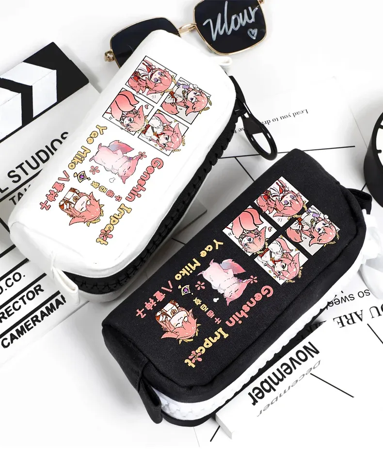 Bags Anime Genshin Impact Yae Miko Pencil Case Oxford Canvas Storage Bag Pencil Box Pencilcase School Pen Bag 1664