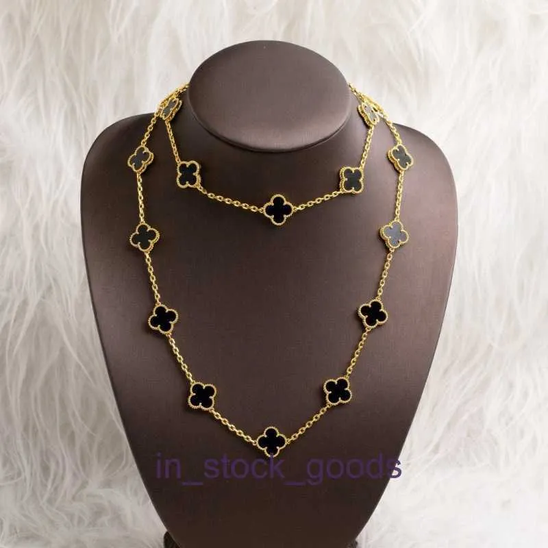 High -end designer ketting 1: 1 hoge versie Vancleff vier bladgras ketting dames dubbelzijds geluk gras hanger rode chalcedony verdikte geëlekte ketting