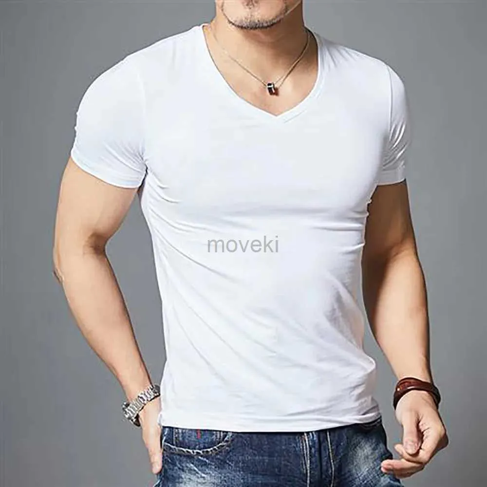 Men's T-Shirts 2024 Tops Tees Men T Shirt O neck and V Neck Short Sleeve Tees Mens Fashion Fitness Hot T-shirt For Male Clothing Plue Size 2443
