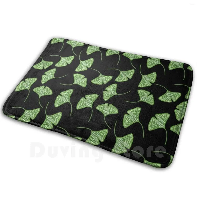 Carpets artistique Black Green Ginkgo Feuilles motifs tapis tapis tapis antidérapant tapis de sol de chambre à coucher gingko arbres arbres