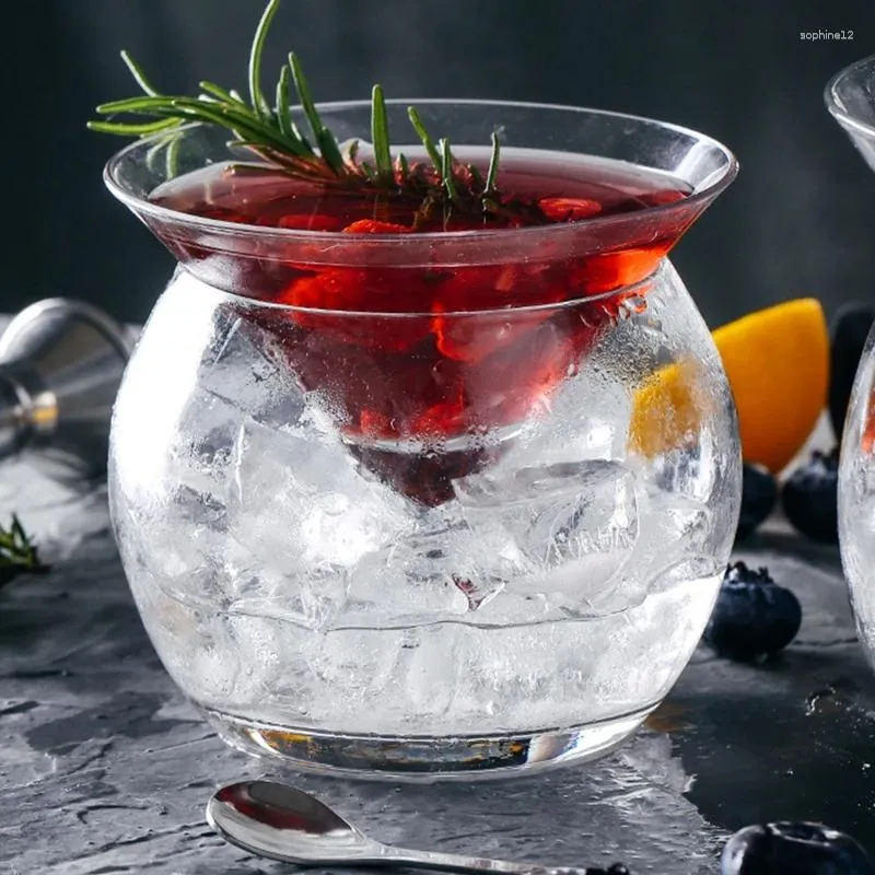 Verres à vin kx4b en verre double couche tasses de cocktails glacés martini en cristal glacé