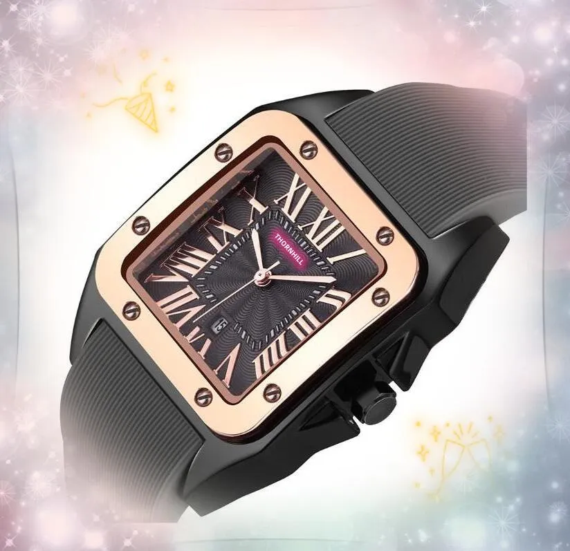 Square Roman Tank Women's Watch All Dial Work Top Marka luksusowy męski gumowy pasek wodoodporny sportowy kwarc chronograf wojskowy zegar na rękę