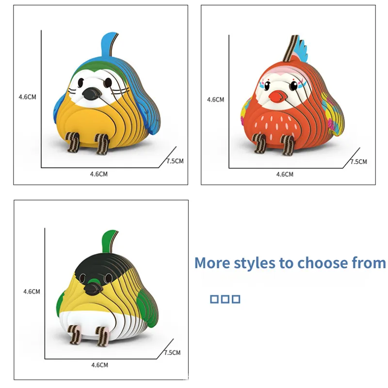 Animal 3D Paper Puzzle For Kids Educational Toys Parrot Theme Funny DIY ...
