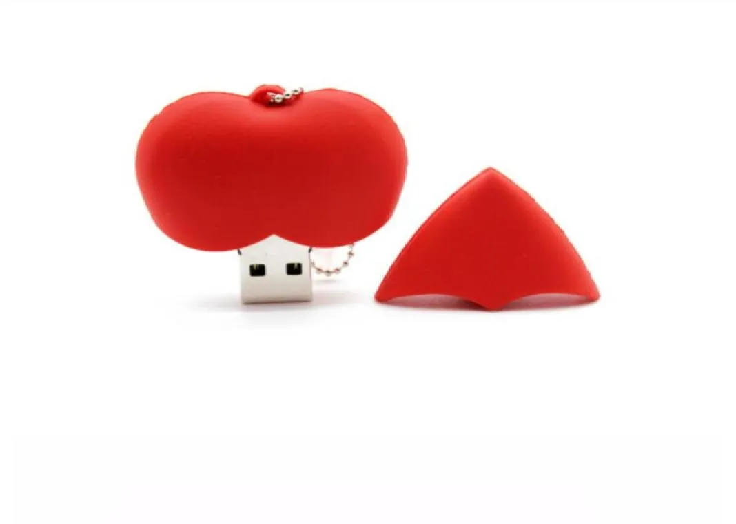 Linda unidad de pluma flash USB en forma de corazón