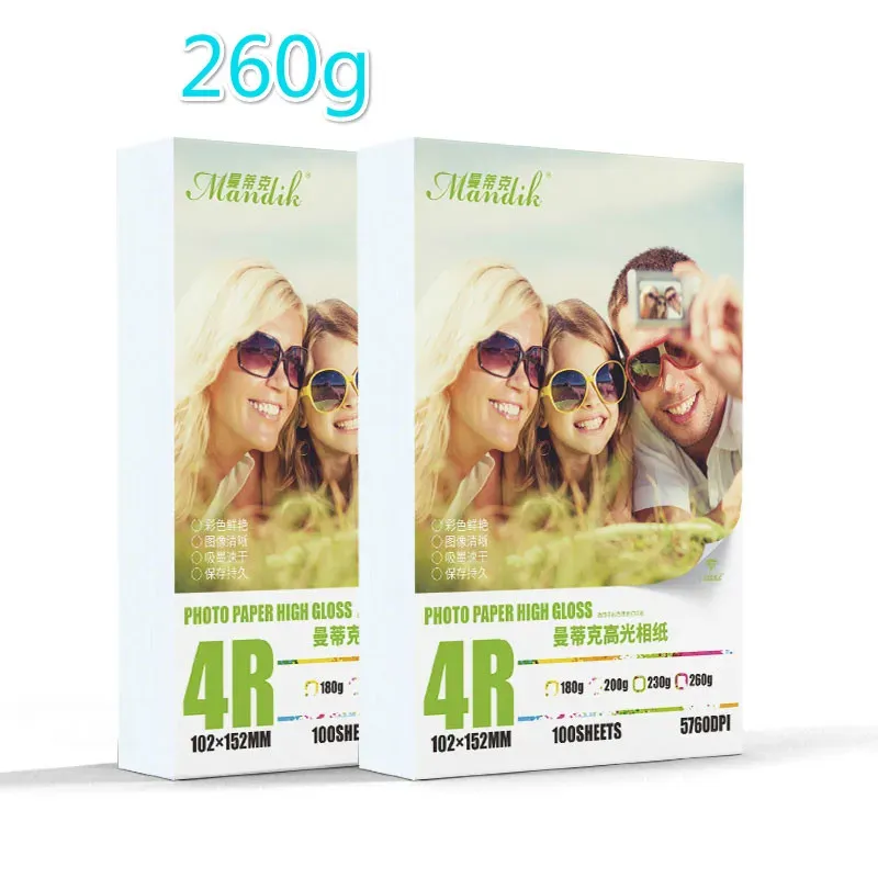 Lifestyle 260g 100 Glossy 4r 6 Inch 4x6 Inkjet Printer with Photographic Paper Imaging Supplies Printing Paper Color Photographic Paper