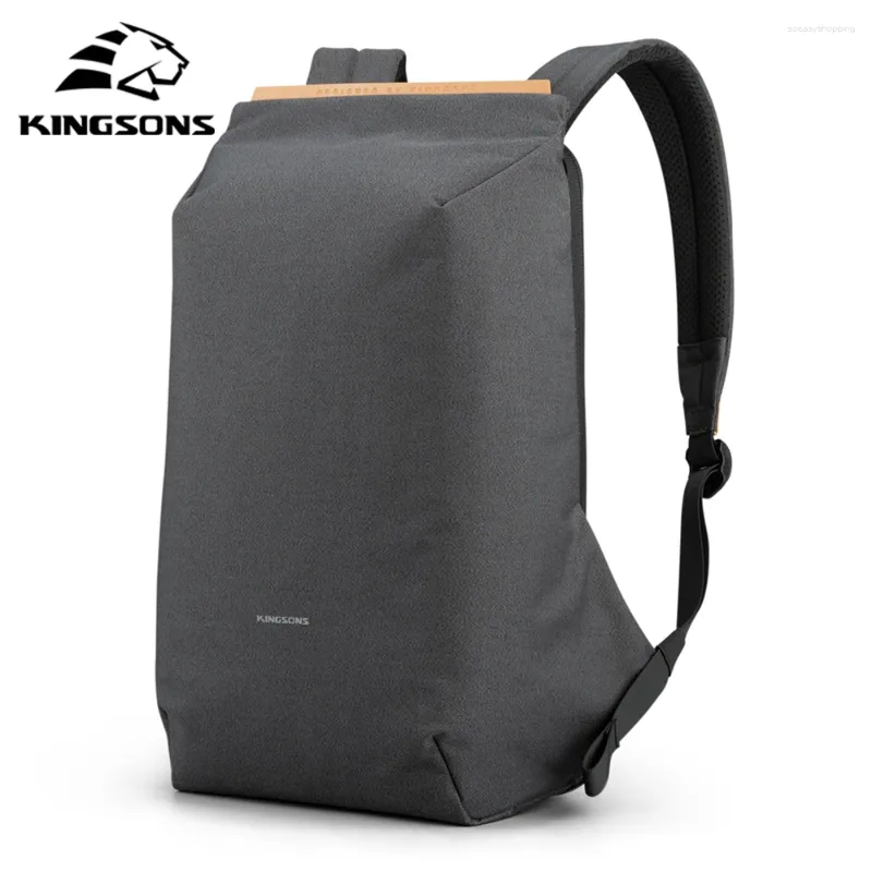 Backpack Kingsons 2024 Anti-Cheft Men 180 stopni otwarty laptop ładujący USB 15,6-calowe torby szkolne dla nastoletnich chłopców