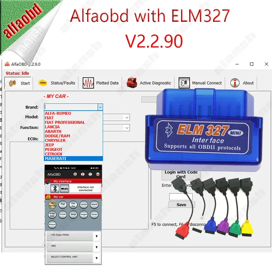 AlfaOBD 用 FIAT Alfa カスタム ELM インターフェースセット AlfaOBD Bluetooth Adapter: Choosing the Right OBD2 Interface