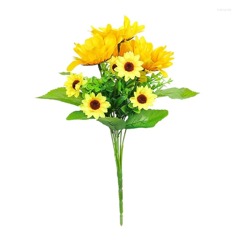 Decoratieve bloemen kunstmatige zijde realistische zonnebloemen boeket lange stengel voor huis bruiloft feestdecoraties nepbloem b03d