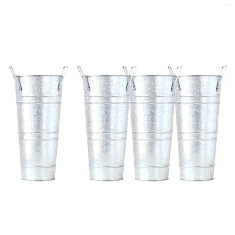 Vases 4pcs seau de fleur en métal avec poignées vase séchée pour bricolage artisanal table maître pièce maîtresse projets floraux de mariage