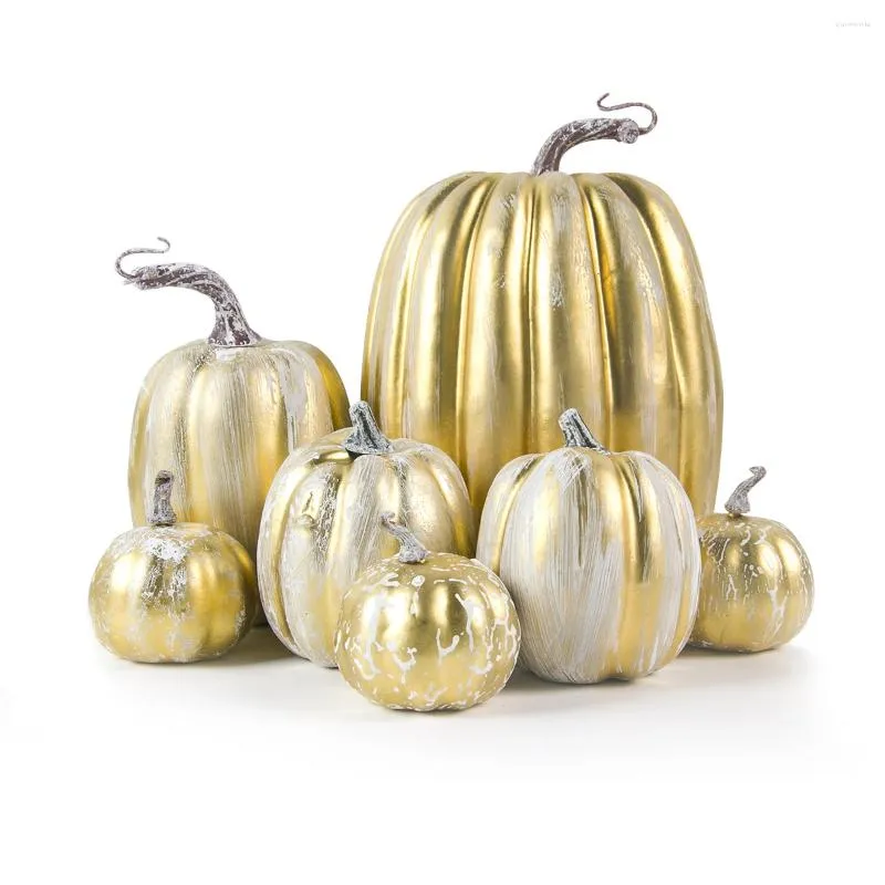 Party Decoration 7st Halloween Artificial Pumpkins Decer Mix Simulation Autumn Diy Dekorationer för Thanksgiving Supplies