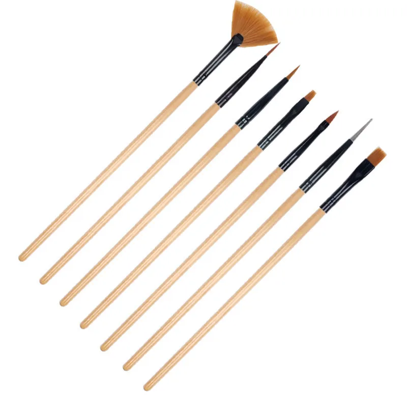 Source usine 7 stylo de peinture à ongles ensemble poteau en bois stylo à ongles stylo de sculpture brosse à ongles spot vente en gros