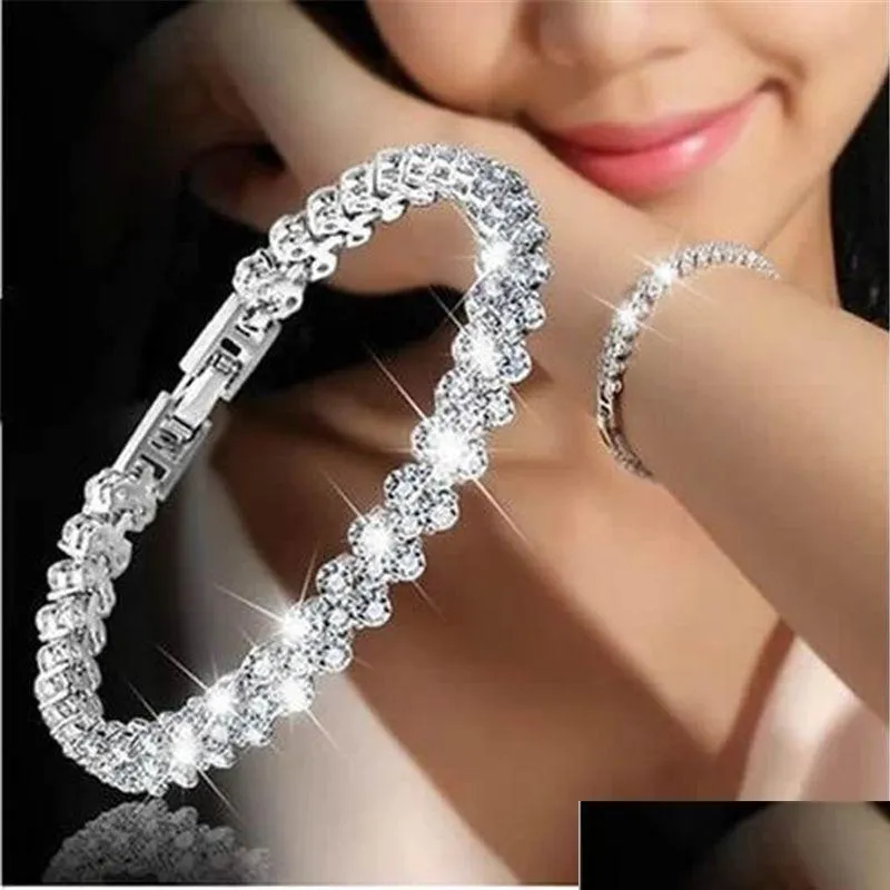 Bedelarmbanden Romeinse diamant voor vrouwen sier rosé goud kleur zirkoon kristal strass bangle luxe modeontwerp sieraden armband dhf5a