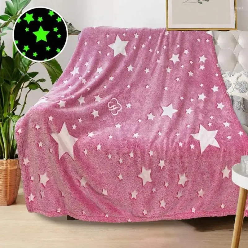 Blankets Blanket Glow In The Dark Soft Comfortable Touch Star Pattern Pink Fleece Home Supplies