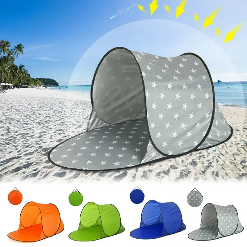 Shelters 1PCS Small Folding Tent Sunscreen Wire Oxford Fabric Polyester Outer Tent Fabric Ultralight Single Layer Beach Leisure Tent