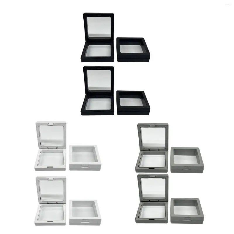 Jewelry Pouches 4 Pieces Floating Display Case Storage Box For Brooch Medal Earrings Rings Challenge Coin Medallions