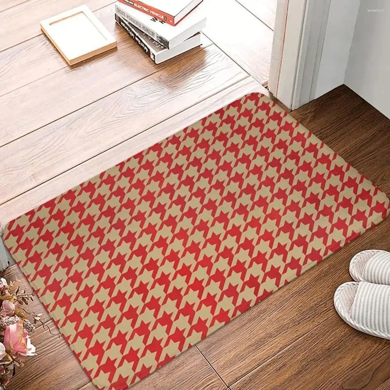 Carpets Beige Red Geometric Pattern Shemagh Keffiyeh Doormat Rug Carpet Mat Footpad Polyester Entrance Kitchen Bedroom Balcony Toilet