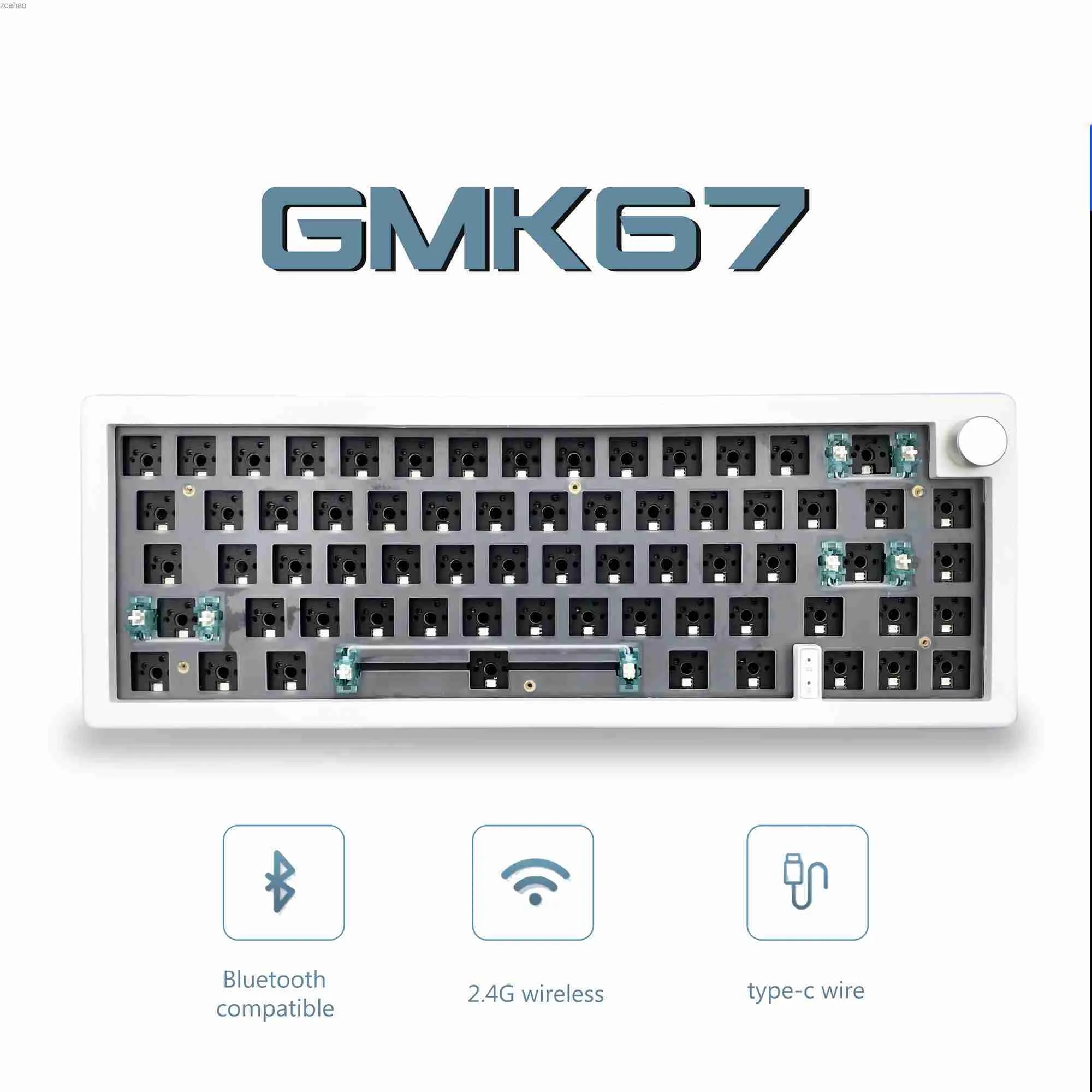 キーボードGMK67 65％Bluetooth Pad 2.4Gワイヤレスホットスワップ可能カスタムメカニカルキーボードキットRGBバックライト2404