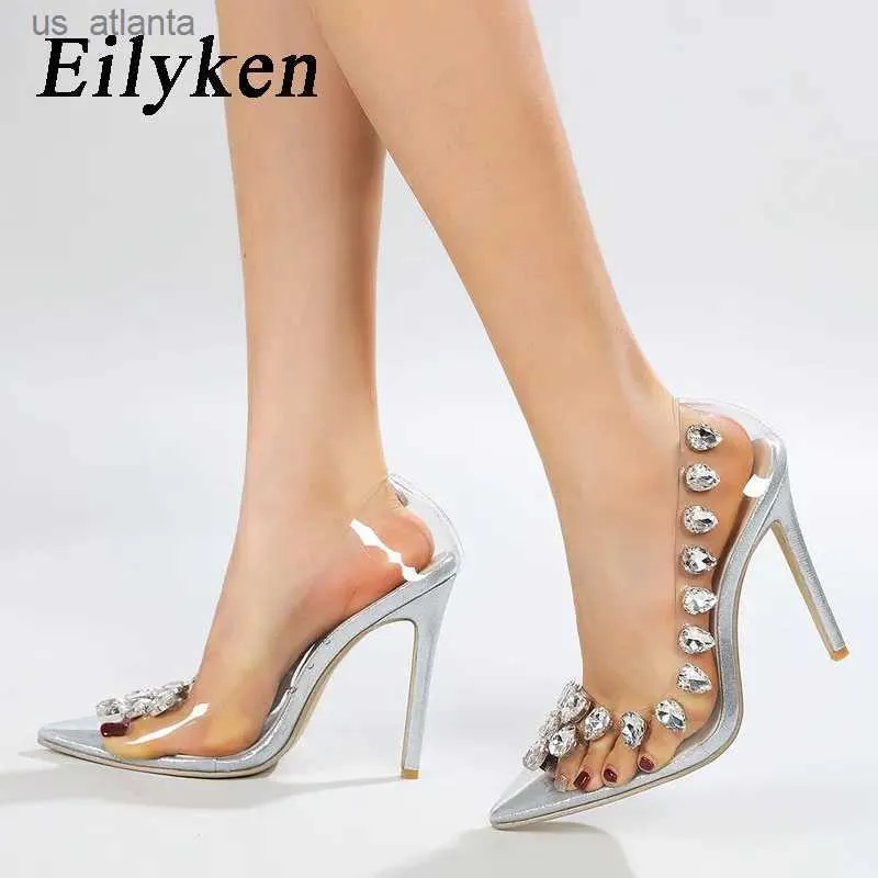 Chaussures habillées Sexy Crystal PVC Femmes transparentes Pumps Postèmes Talons minces Slip on Night Club Party Stripper Ladies H240403