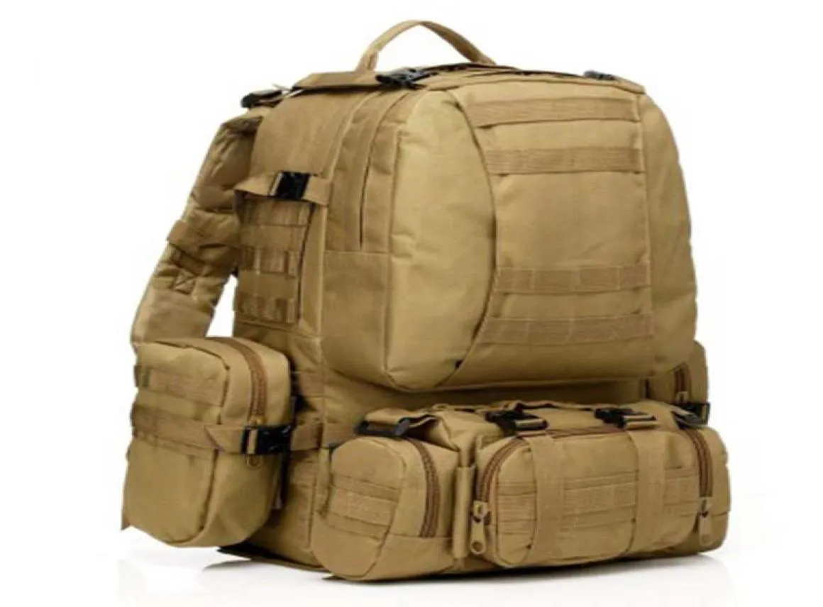 50L حقيبة ظهر تكتيكية عسكرية 4 في 1 حقيبة حقيبة roucksack Molle Camping المشي لمسافات طويلة في الهواء الطلق تسلق حقيبة السفر الجيش متعدد الوظائف Q08512746