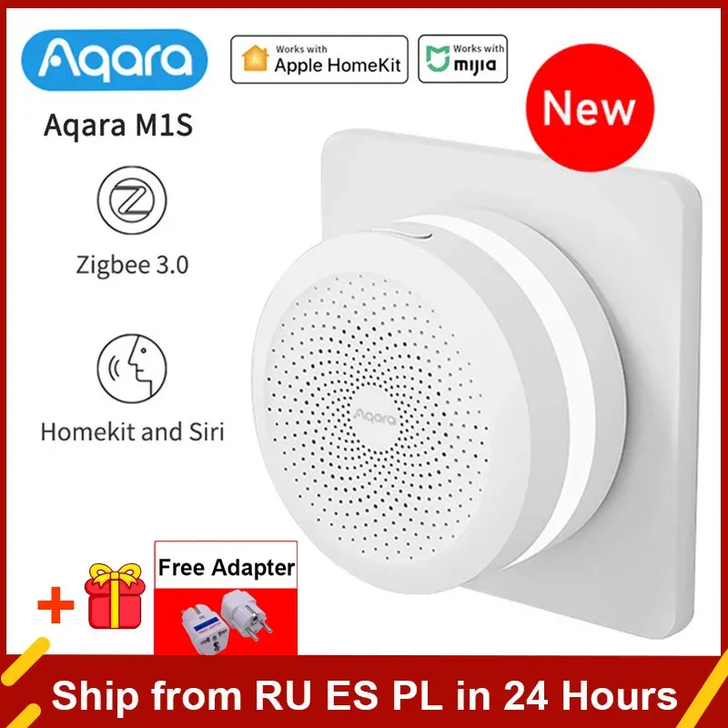 Kontroll AQARA HUB SMART GATEWAY M1S 2.4G WiFi Zigbee 3.0 RGB Night Light Work med Apple HomeKit och Xiaomi Mi Home App Remote Control