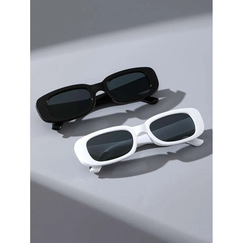 2PCS Mężczyźni kwadratowa rama plastikowa moda moda czarne szare okulary przeciwsłoneczne do codziennego życia