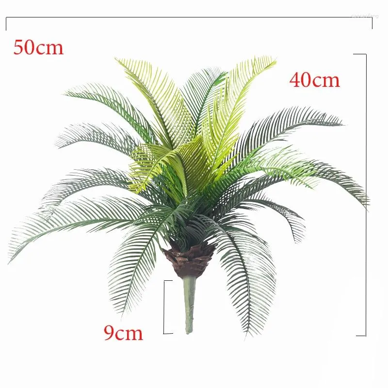 Decorative Flowers 40cm Artificial Plants Cycas Palm Tree Plastic Tropical Plant Fake Leaf False Fronds For Home Garden Wedding Decoration