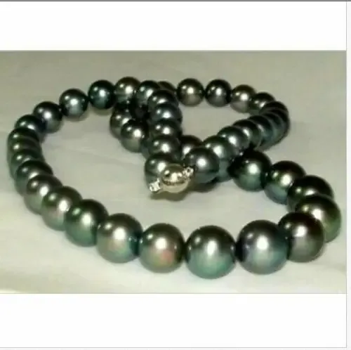 Colliers Superbe 1011 mm Perfect Round Tahitian Black Pearl Collier 18inch