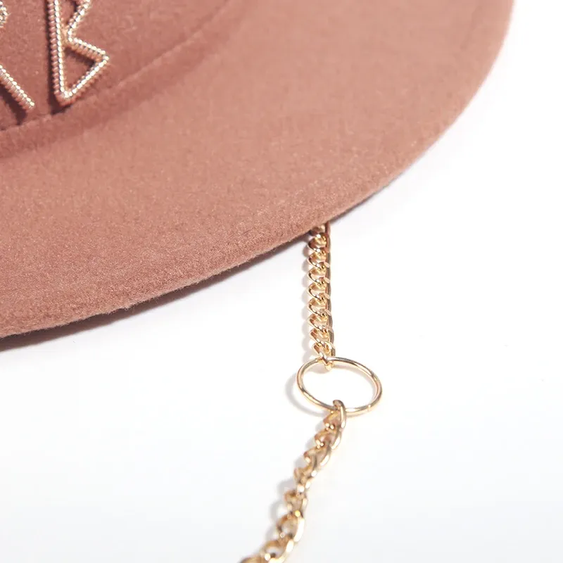 Elegant Womens Fedora Hats With Metal Chain Accent Stylish  display picture 3