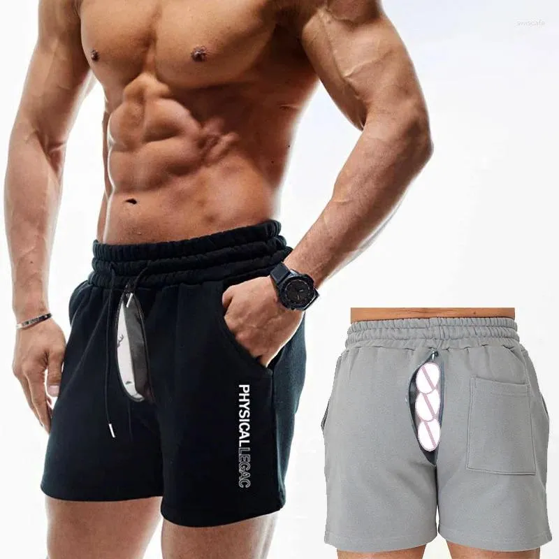 Men's Shorts Casual Summer Open Crotch Outdoor Sex Pants Sports Cotton Running Basketball Fifth Jogger Fitness Sweatpants