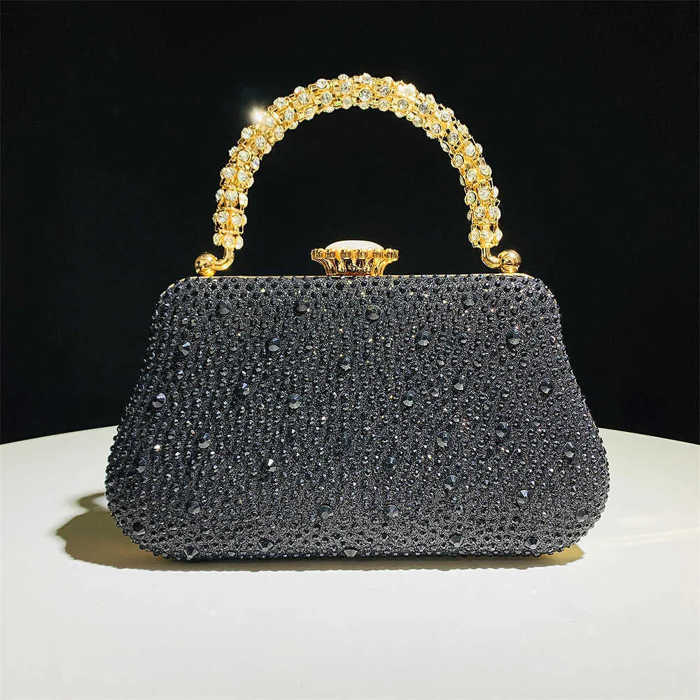 2024 Nieuwe elegante kleine handtas hoog luxe hete diamant banket beroemde damesjurk Qipao 240403