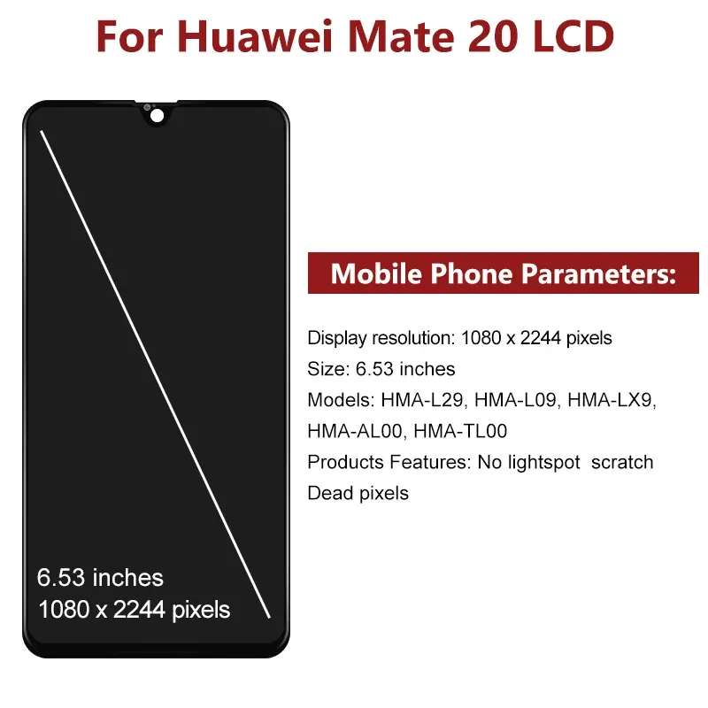 CHOICE HMA-L09 For Huawei Mate 20 LCD Display Touch Screen Digitizer Assembly For Huawei HMA-L29 LCD Replacement Parts