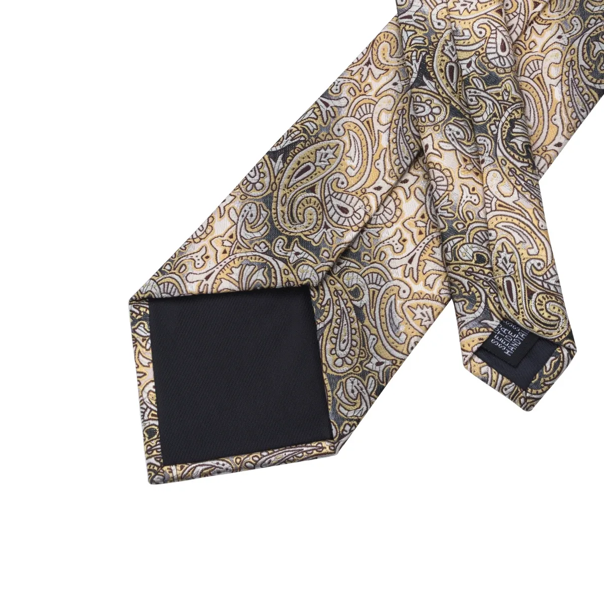 Hi-Tie Set Cravade Homme - 4 Pièces (Cravate + Mouchoir + Boutons Manchette + Pince) - Soie - 150cm