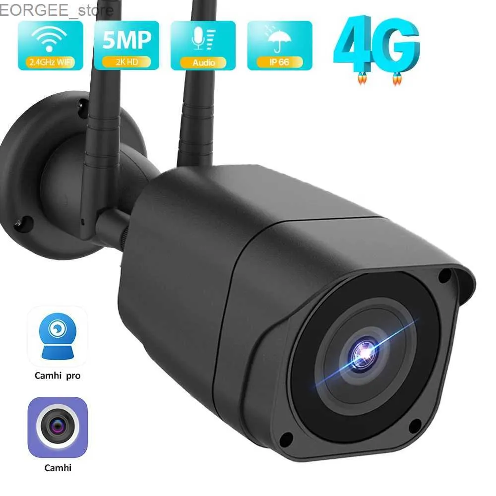 Andra CCTV -kameror 5MP HD Outdoor IP Camera 4G SIM Card Security CCTV 1080p WiFi Wireless Bullet Metal Shell Video P2P Surveillance Camera Camhi Y240403