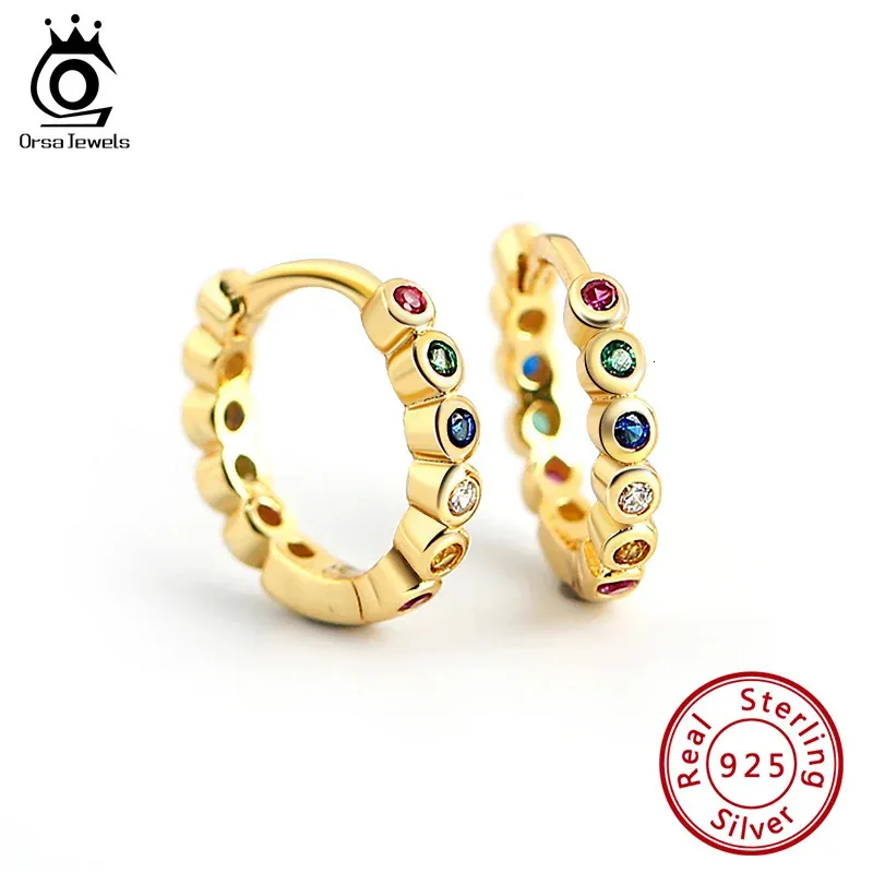 Orsa Jewels 925 Boucles d'oreilles arc-en-ciel arc-en-ciel à la mode CZ pour les femmes Luxury Geometric Oreing Bridge Bijoux Trend EQE35 240403