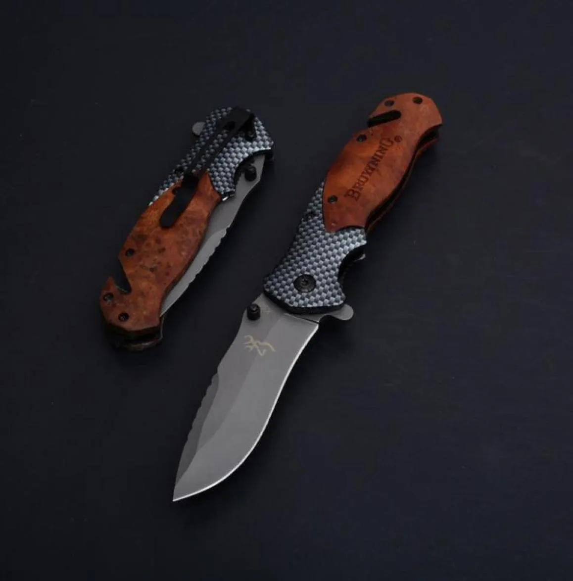 New Browning X50 Titanium Tactical Folding Knife Flipper Outdoor Camping Hunting Survival Pocket EDC Tools 440C Wood Handle Rescue3122338