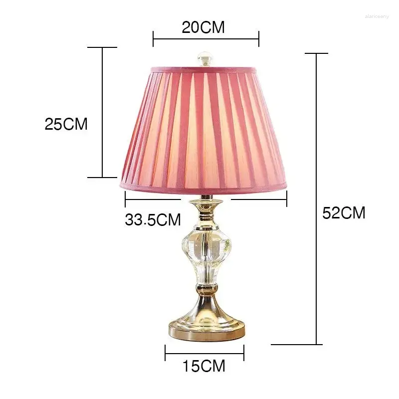 Tafellampen roze stof lampenkap Moderne kristallen lamp slaapkamer studeer tablet verlichting bedromantisch decoratie bureau