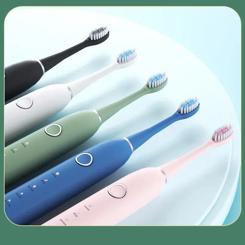 6 Modos Incarregável de dentes de dentes sonoros elétricos para adultos ultrassônicos tootbrush com 4/8 cabeças de substituição Smart Timer ipx7