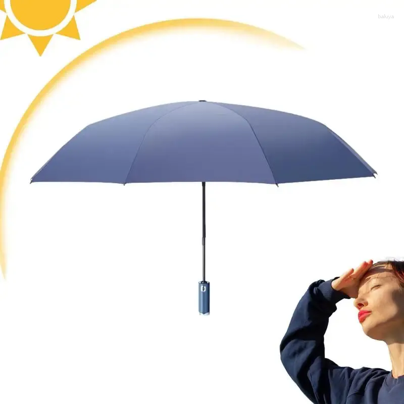 Parapluies Automatic Rain Sun Umbrel UV Protection UV avec poignée LED Résistante portable Résistante pour les femmes
