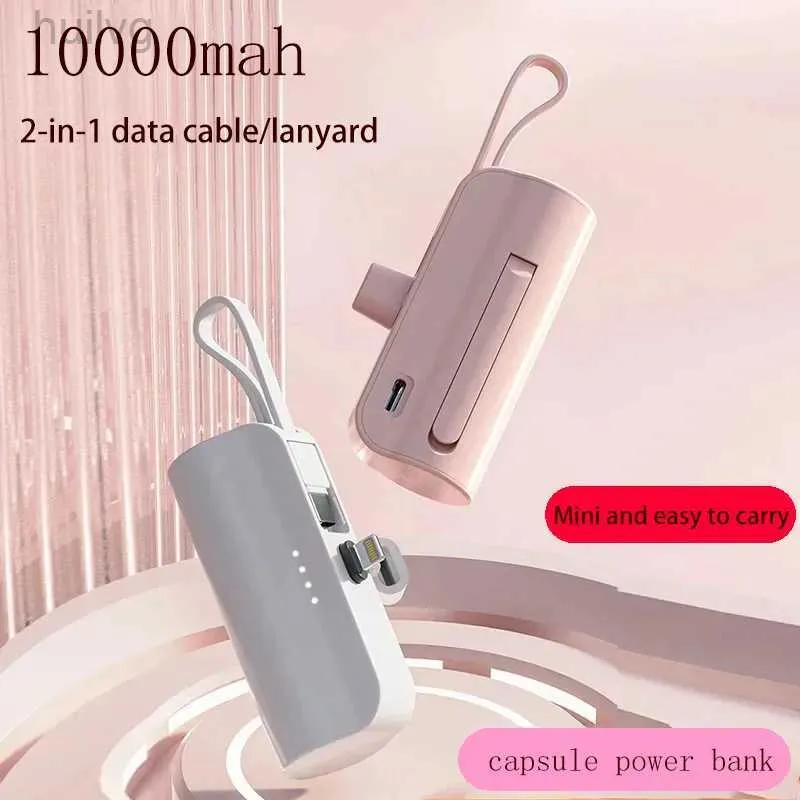 Banks d'alimentation du téléphone portable 10000mAh Mini Chargeur rapide Banque d'alimentation portable câblée pour iPhone Samsung Tye-C Interface Batterie externe 2443