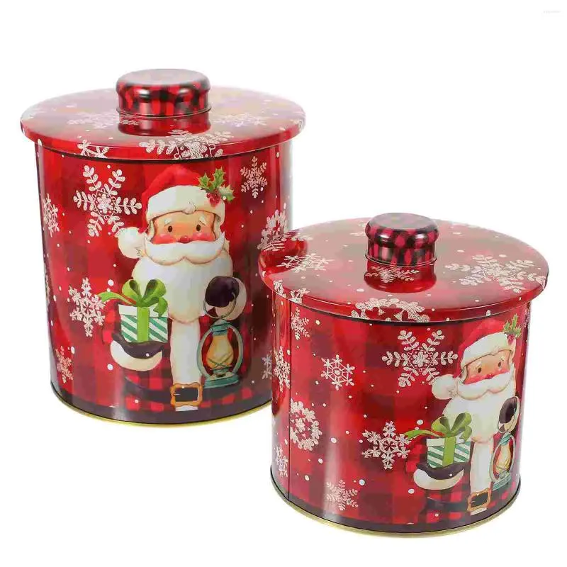 Garrafas de armazenamento 2 PCs Tinplate Candy Jar Potes de biscoito de Natal para guloseimas Caixa de açúcar de suprimentos